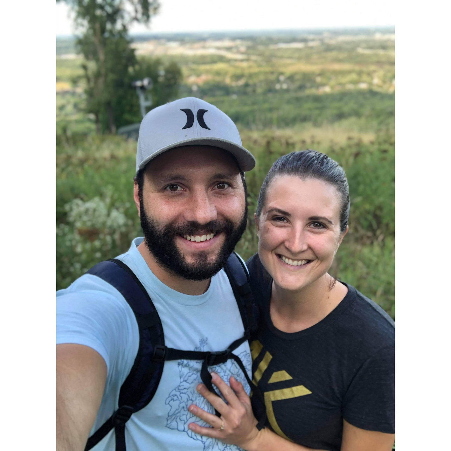 Selfie post-engagement after our hike at Rib Mountain State Park