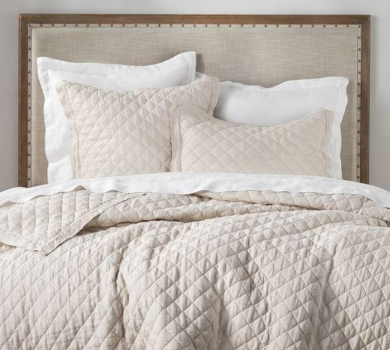 Belgian Flax Linen Diamond Quilt - King, White