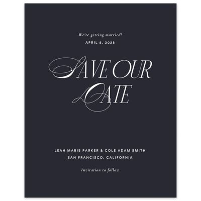 Ebony, Black Wedding Digital Save the Date - Marion Portrait