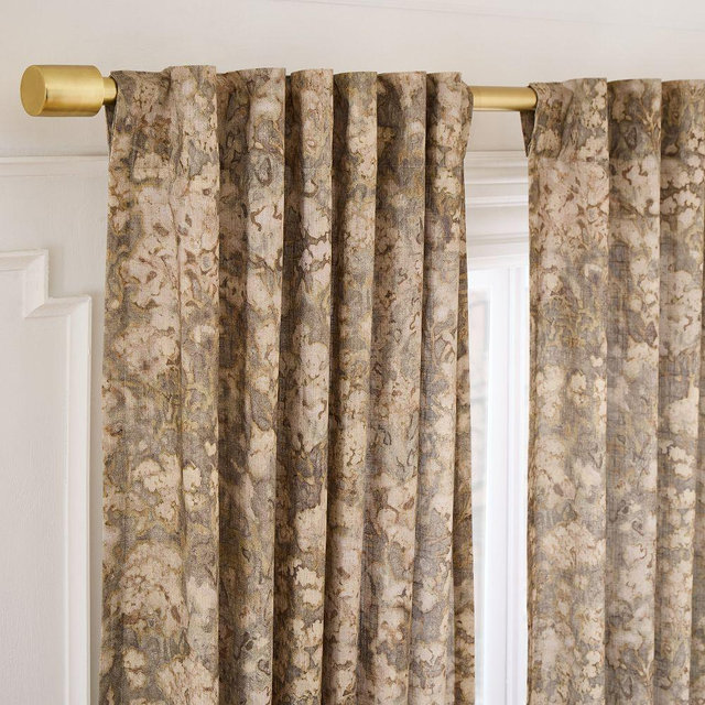 Abstract Hydrangea Curtain, 48x84, Vetiver Green