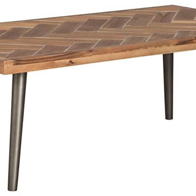 Signature Design by Ashley - Vantori Rectangular Cocktail Table, Light Brown Natural Wood Glazed Finish