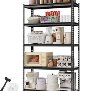 WORKPRO 5-Tier Storage Shelf, 72" H Heavy Duty Adjustable Garage Shelving Unit 2180LBS Capacity, for Basement, Kitchen, Pantry, 35.4”Wx11.8”Dx72”H, Black