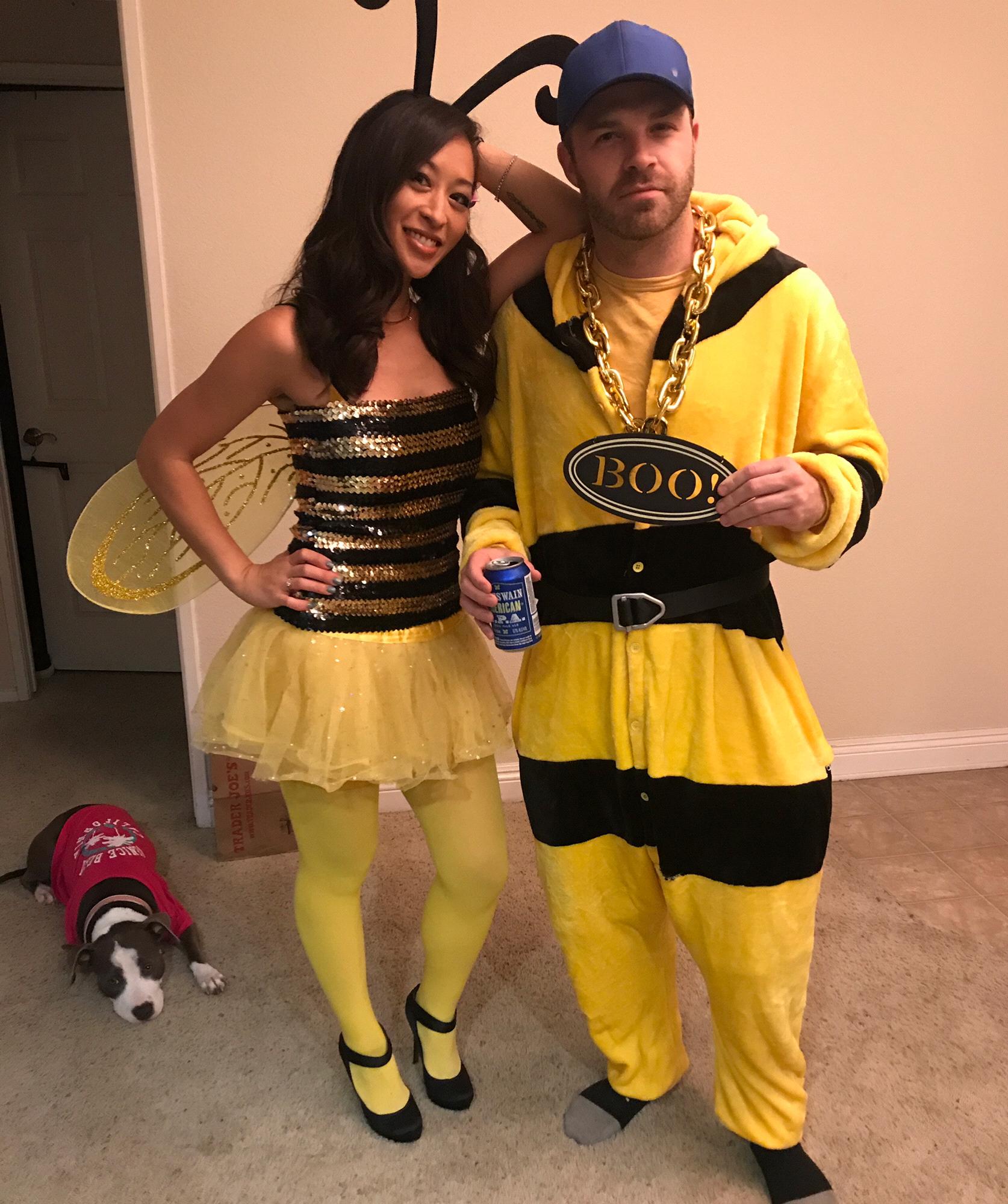 Our nicknames are "Booboo" and "Beebee" so for Halloween we decided to be "Boo Bees".