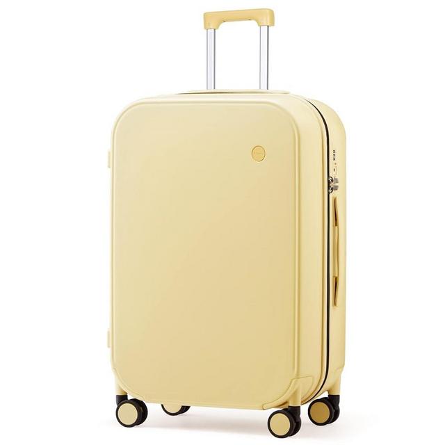 mixi Suitcase Spinner Wheels Checked Luggage Hardshell Lightweight Rolling Suitcases PC with Cover & TSA Lock for Business Travel, 24inch, Lark Yellow