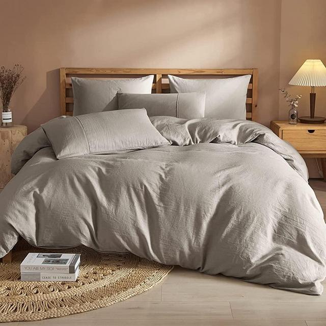 Grassix Duvet Cover King Size 3Pcs 100% Natural French Linen Set Breathable Durable with 8 Corner Ties and Zipper Closure Duvet Cover for Hot Sleepers | Comforter Cover 2 Pillow Cases
