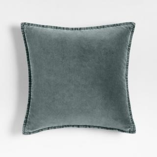 Relaxed Washed Organic Cotton Velvet Throw Pillow Cover