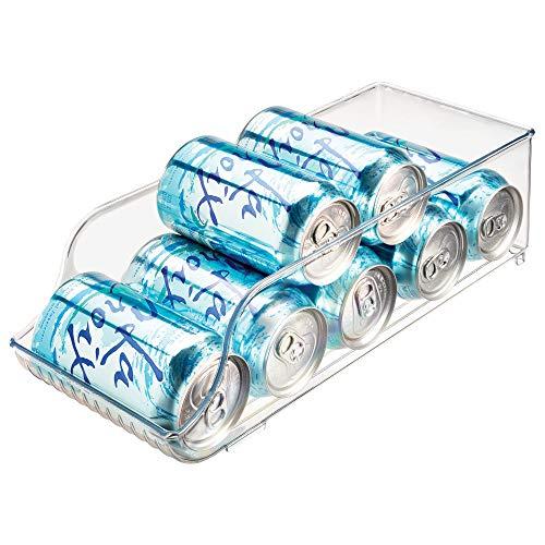 iDesign Plastic Refrigerator and Freezer Storage Organizer Bin Soda Can and Drink Holder for Kitchen, Basement, Garage Fridge, BPA-Free, Holds 9 Cans, Clear