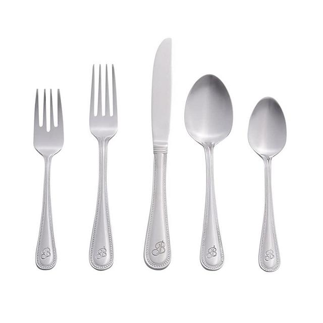 RiverRidge Home Beaded Monogrammed Flatware Set, 46, Silver