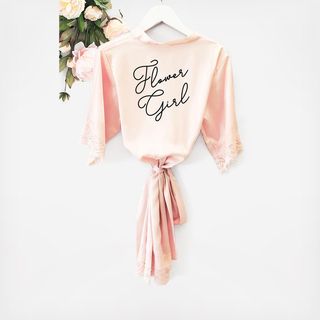 Flower Girl Satin Lace Robe