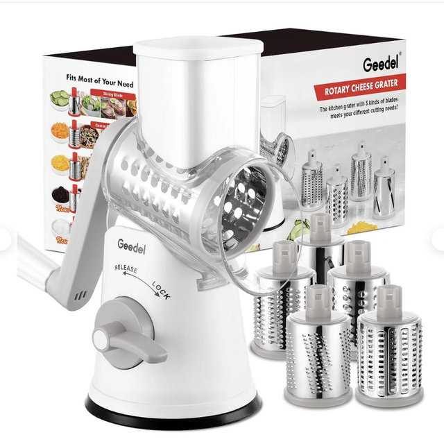 5-in-1 Rotary Cheese Grater & Vegetable Slicer – Manual Kitchen Gadget