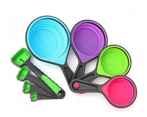 8pcs Silicone Collapsible Measuring Cups Spoons Kitchen Tool