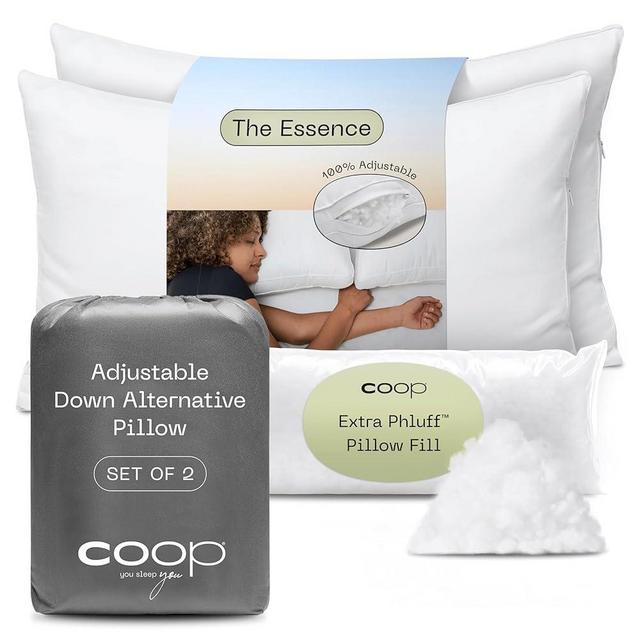 Coop Home Goods The Essence Down Alternative Pillow Queen Size Set of 2, Best Pillows for Sleeping, Adjustable Alternative to Down Pillows, Luxury Hotel Pillows for Back, Stomach or Side Sleepers