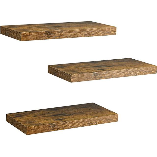 AMADA HOMEFURNISHING Floating Shelves, Wall Shelves for Bathroom/Living Room/Bedroom/Kitchen Decor, Decor Shelf with Invisible Brackets Set of 3, Rustic Brown - AMFS07V