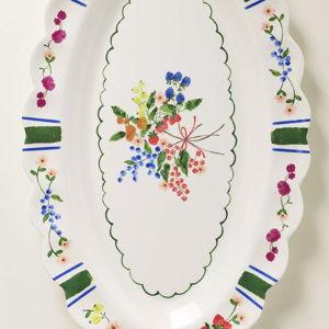Annette Small Floral Melamine Platter - White, One Size