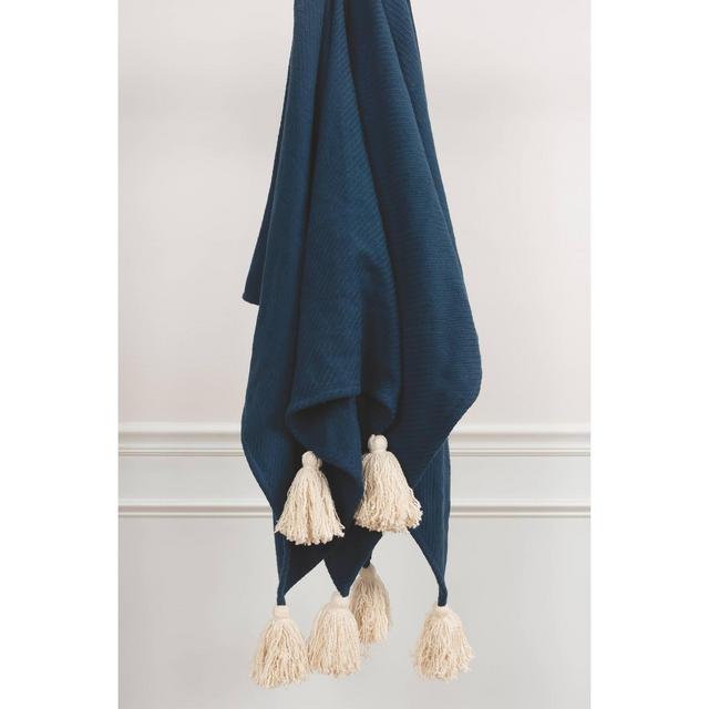 50"x60" Solid Throw Navy - Rizzy Home