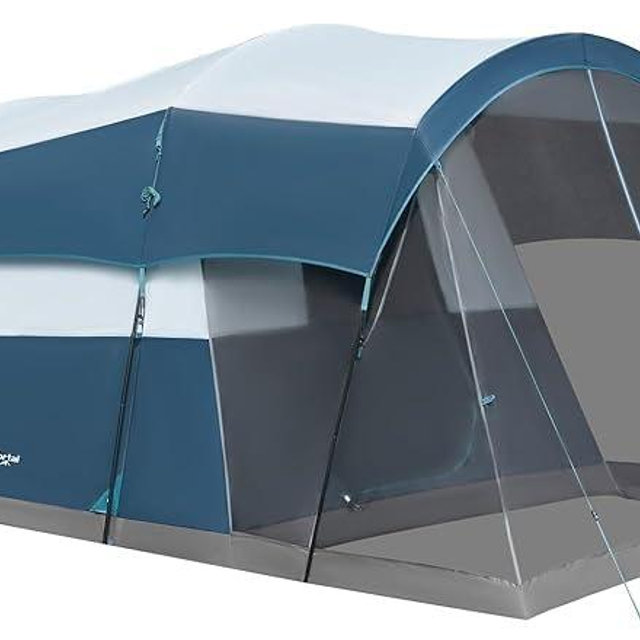 PORTAL 6/8 Person Instant Camping Tent with Screen Porch, Easy Set-up Waterproof Large Tunnel Tent, PFAS-Free Family Outdoor Big Tents for Camping, Backyard