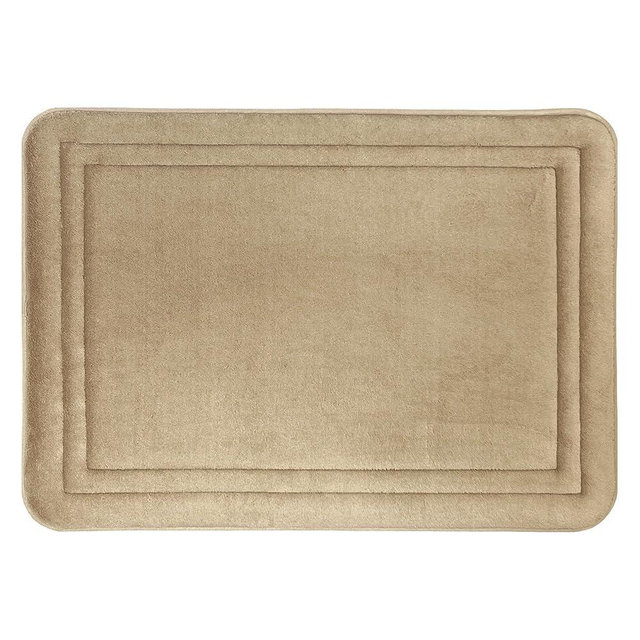 Memory Foam Bathroom Rugs - 17 x 24 Inch (Elle Tan) - Ultrasoft Non Slip Bath Mat for Bathroom Floor, Shower, Bedroom & Kitchen - Quick Dry Washable Dense Memory Foam Bath Mat Shower Rug by Achim