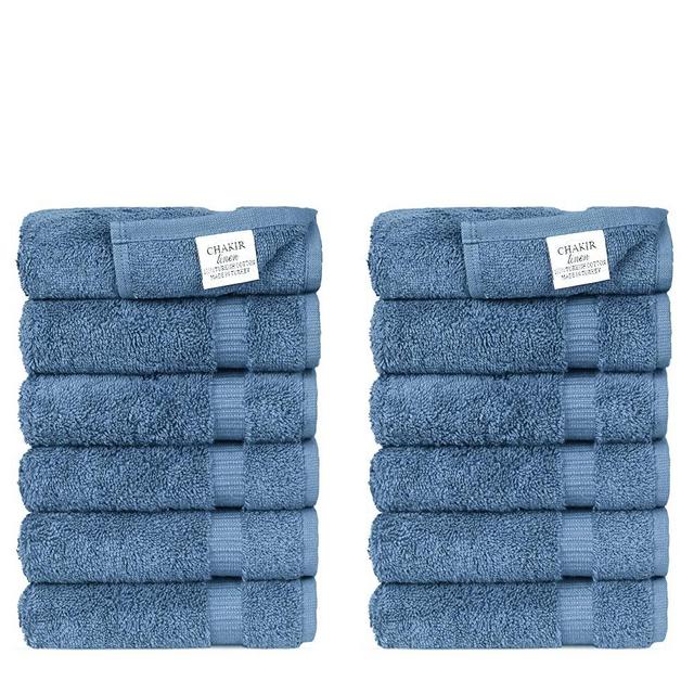 Chakir Turkish Linens Hotel & Spa Quality, Highly Absorbent 100% Turkish Cotton Washcloths (12 Pack, Wedgewood)