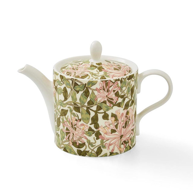Spode's Morris & Co - 37oz Honeysuckle Teapot with Lid & Handle | Made of Porcelain | Dishwasher and Microwave Safe | For Breakfast Coffee & Afternoon Tea | Dining Centerpiece - Dining Essential