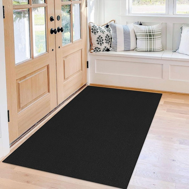KOZYFLY Boho Rugs for Entryway 3x5 ft Washable Front Door Area Rug Indoor Rubber Backed Kitchen Area Rug Black Front Porch Mat Cotton Floor Carpet for Entryway Bathroom Living Room Kitchen