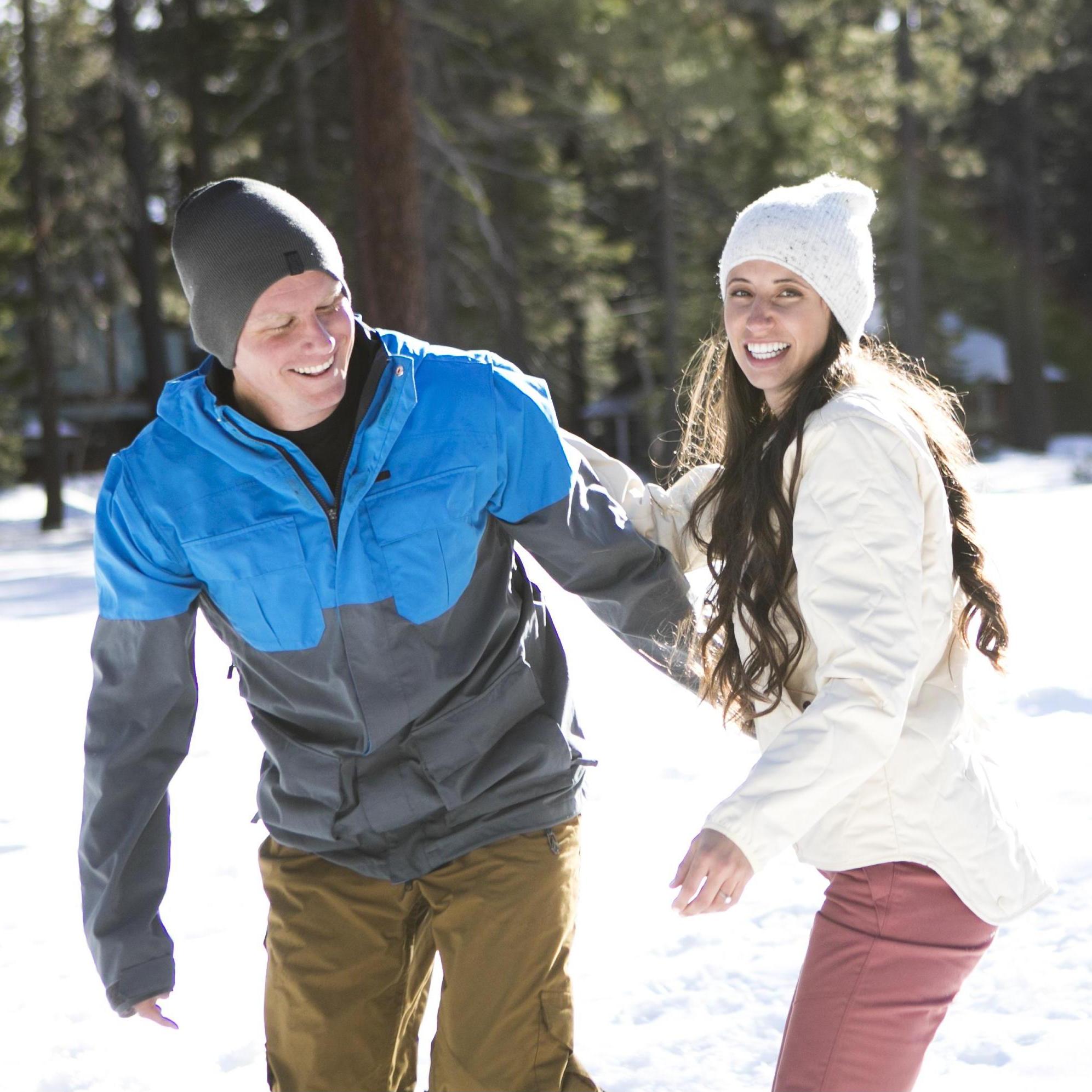 Some of our favorites from our engagement photo session at Skylandia Beach in North Lake Tahoe in March 2021!