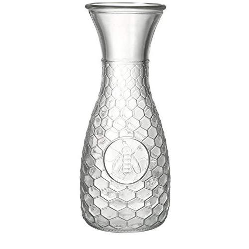 Circleware Garden Gate Honey Bee, 1 Liter Glass Water Drink Pitcher Carafe