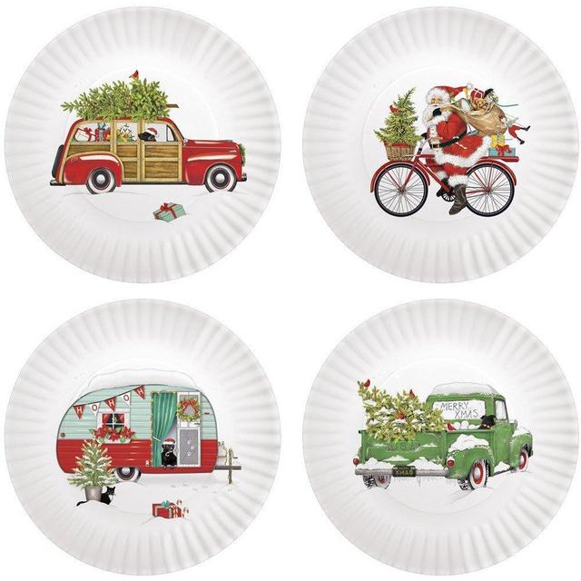Mary Lake-Thompson Holiday Camper 9-inch Melamine Plates, Set of 4