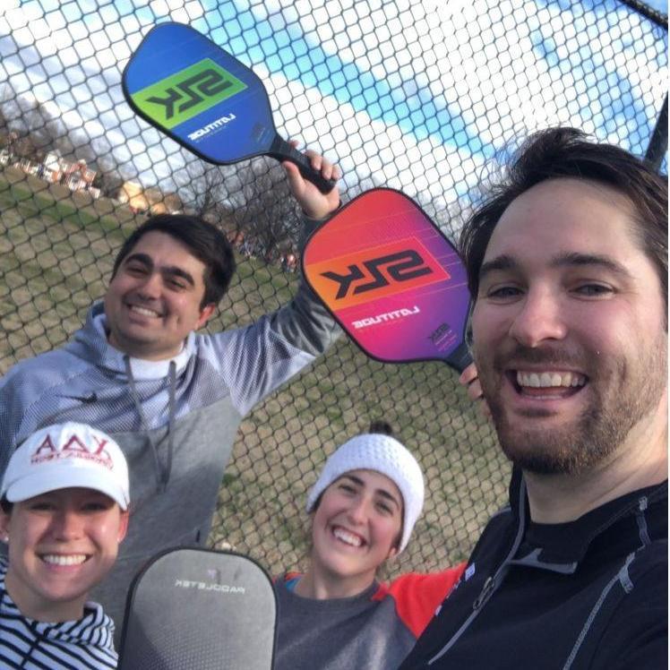 Pickleball with Leandra and Austin.