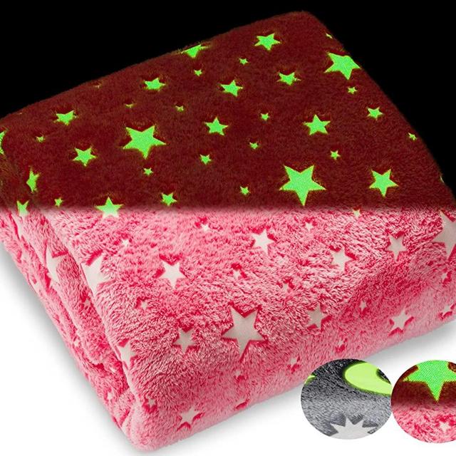 Glow in The Dark Throw Blanket Gift for Kids Girls Boys Teens Grandkids - Fun, Cozy Fleece Throw Blanket Made from Plush Polyester | Wrinkle-Resistant Soft Blanket Measures 50 x 60 Inches | Pink