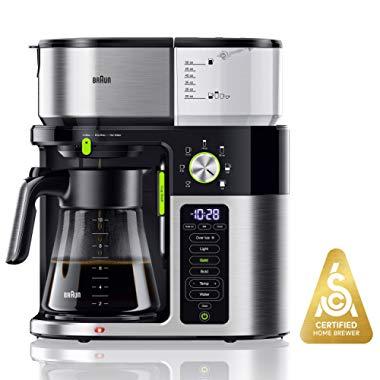 Braun KF9150BK MultiServe Coffee Machine 7 Programmable Brew Sizes / 3 Strengths + Iced Coffee & Hot Water for Tea, Glass Carafe (10-Cup)