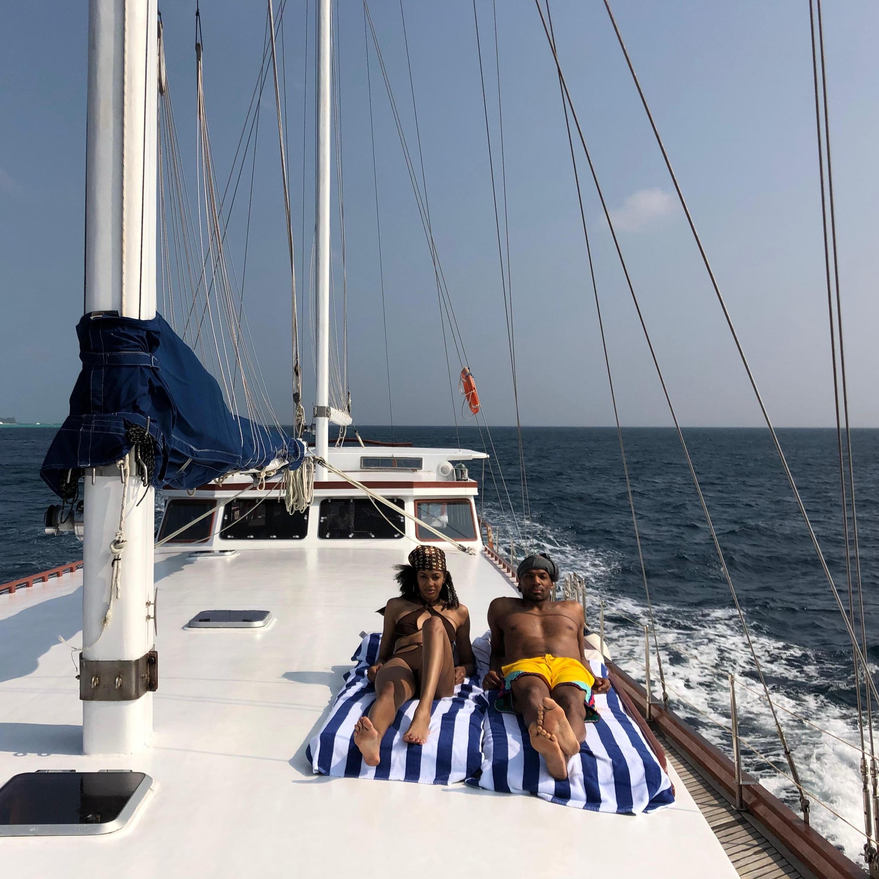 Feeling like royalty on our exclusive day cruise in the Maldives, one of the highlights of our unforgettable trip!