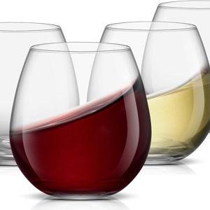 JoyJolt Spirits Stemless Wine Glasses for Red or White Wine (Set of 4)-15-Ounces