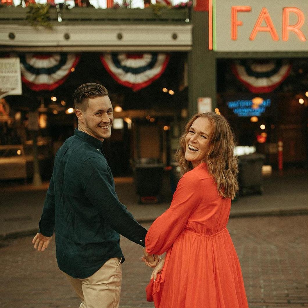 Our first location for engagement photos with Cambria Shelley - Pike Place Market in Seattle