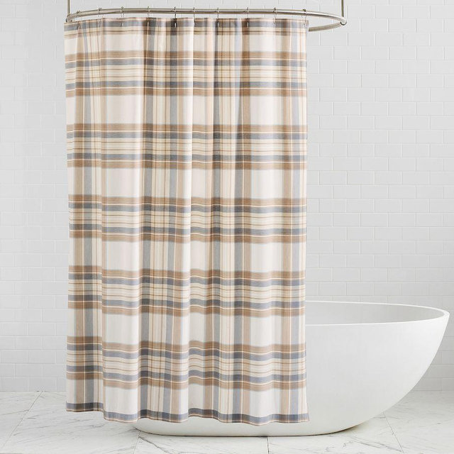 Stewart Plaid Shower Curtain, Neutral, 72"