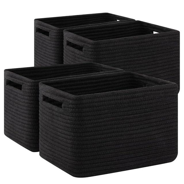 SIXDOVE 4 Pack Storage Baskets for Organizing Toys, Towels, and Clothes, Woven Basket for Shelves, Sturdy Nursery Cube Bins for Storage, 13''L x9''W x7.8''H, Black