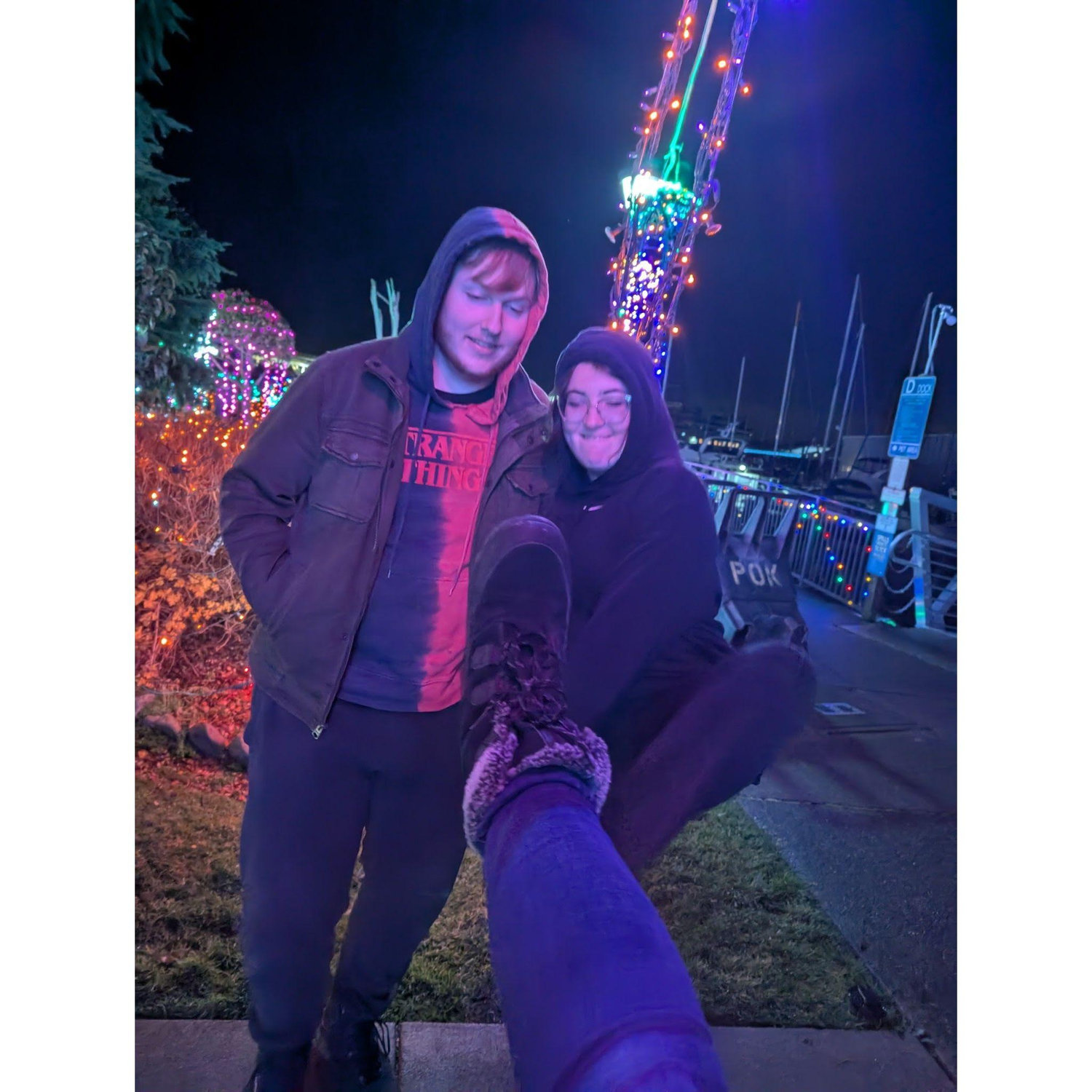 My sister Tiffany and I doing a high-foot, which Tobin refused to participate in.