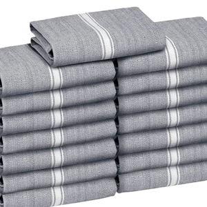 Zeppoli Classic Kitchen Towels - 15 Pack 100% Natural Cotton Towel Set, Reusable Wash Cloths, Absorbent Dish Towels, Machine Washable Hand Towels, Kitchen Essentials - 14” by 25” - Black