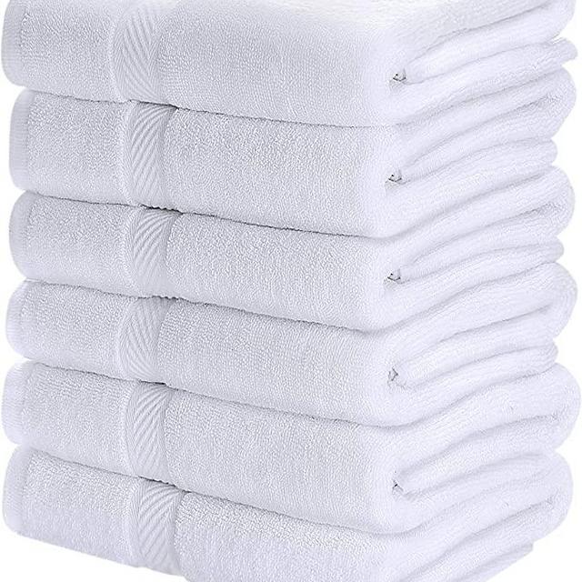 Utopia Towels Cotton Towels,White, 22 x 44 Inches Towels for Pool, Spa, and Gym Lightweight and Highly Absorbent Quick Drying Towels, (Pack of 6)