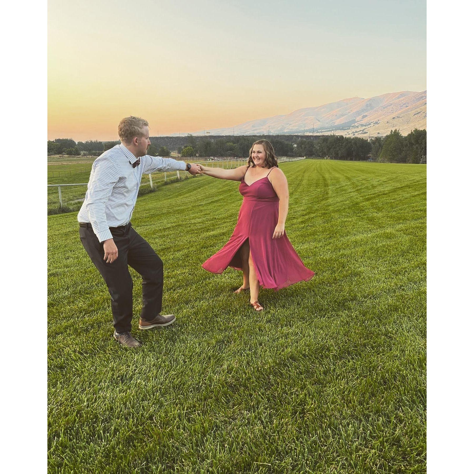 Dancing at Emily's sister's wedding