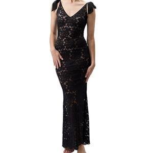 Black Rya Collection Stretch Lace Bow Amour Long Gown