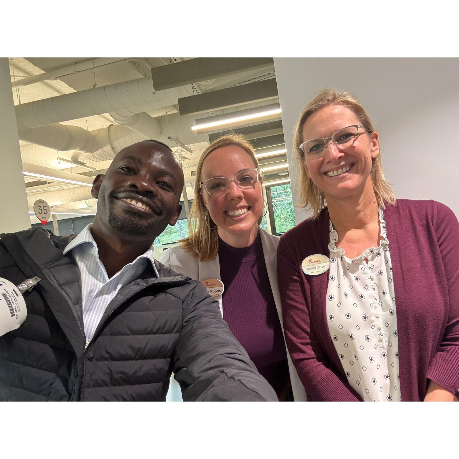 Daniel came to the Chick-fil-A office and had the pleasure of meeting Jewlz's amazing boss, Jennifer!