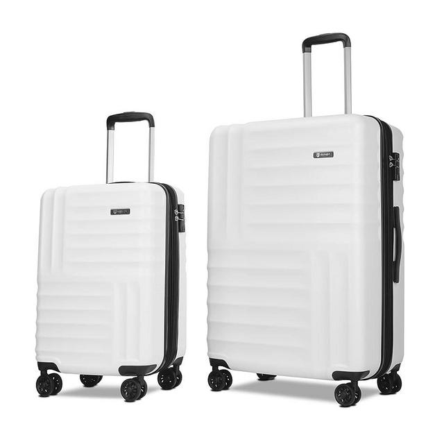 PRIMICIA GinzaTravel PC+ABS suitcase Spinner Wheels scratch-resistant Lightweight Spinner Expandable Suitcase, Universal wheel, (Giant series-01) (White, 2-Piece Set(20"/29"))