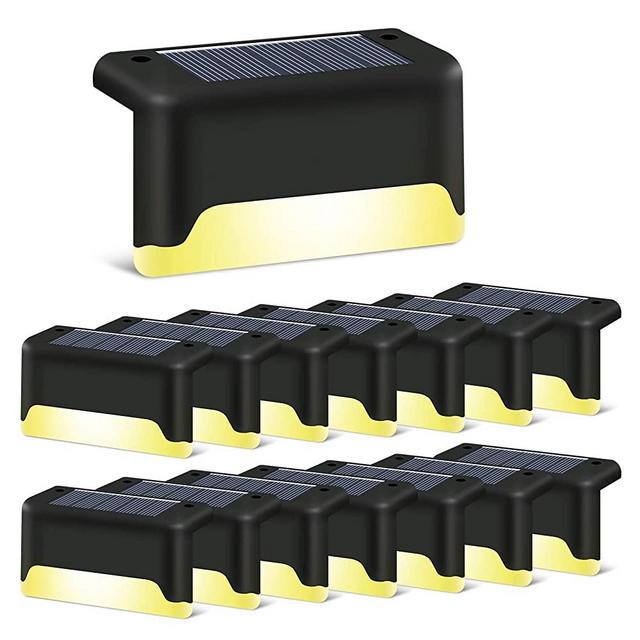 Aogist Solar Step Lights,Solar Deck Lights,16 Pcs Waterproof Outdoor Led Solar Lamp for Steps,Fence,Deck,Pathway,Railing and Stairs(Black)