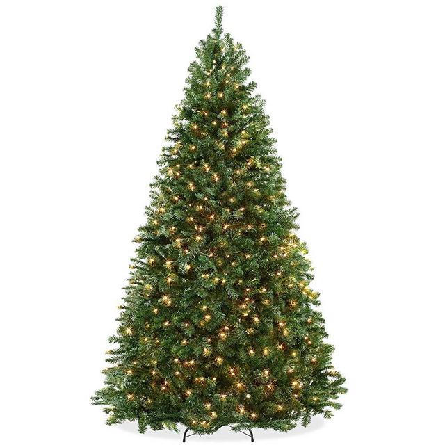 Casafield 7.5FT Realistic Pre-Lit Green Spruce Artificial Holiday Christmas Tree with Sturdy Metal Stand