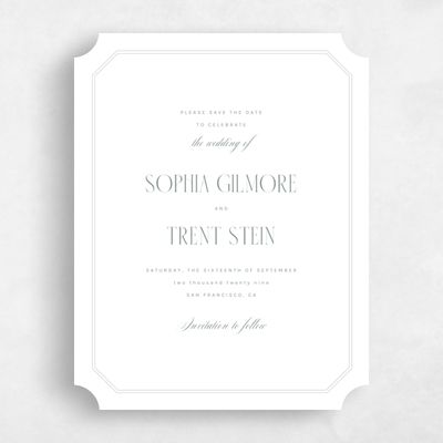 White Ticket Wedding Save the Date - Naida Portrait