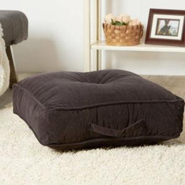 Kensington Garden Omaha Square Floor Pillow Charcoal Gray: Indoor Corduroy Cushion with Polyester Fill