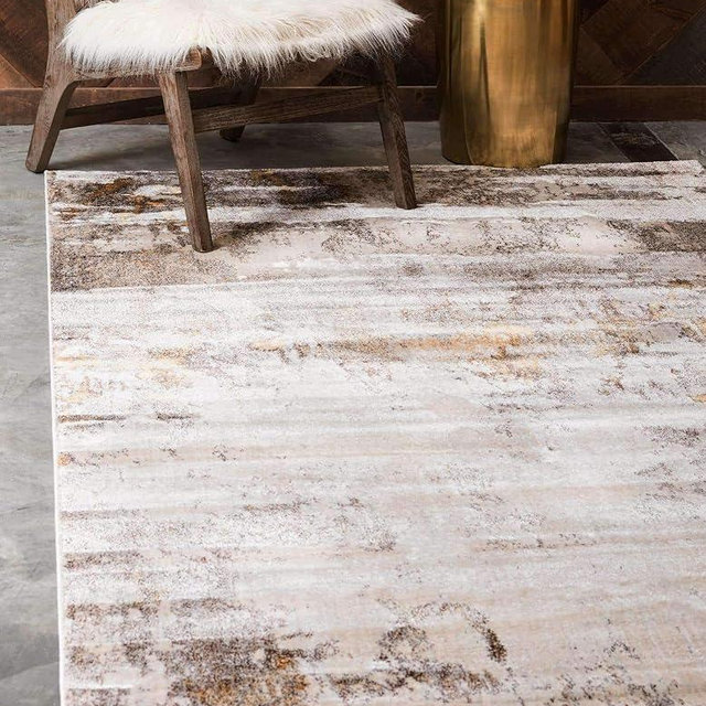 Unique Loom Helios Collection Area Rug - Santorini (8' x 10' Rectangle, Ivory Beige/ Gold)