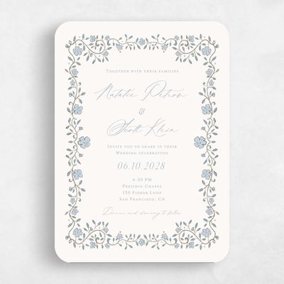 Blue Rounded Wedding Invitation - Moira Classic