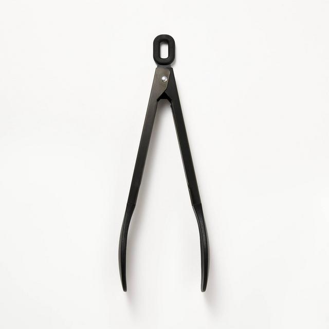 9" Stainless Steel Tongs with Silicone Head Black - Figmint™
