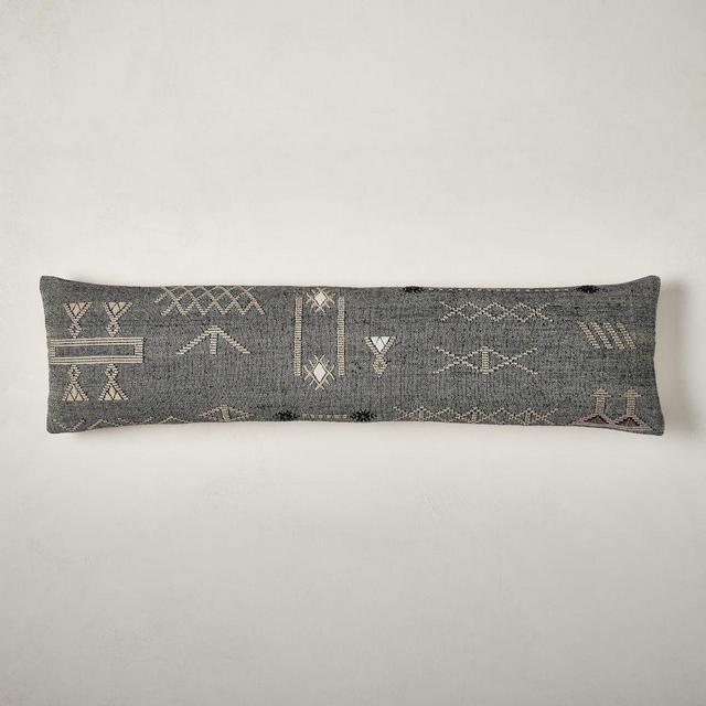Minimal Moroccan Woven Pillow Cover, 12"x46", Midnight
